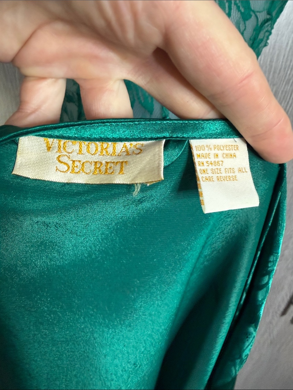 Vintage Victoria's Secret Gold Label Green Lace Teddy & Satin Robe Set Women's M - Picture 7 of 9